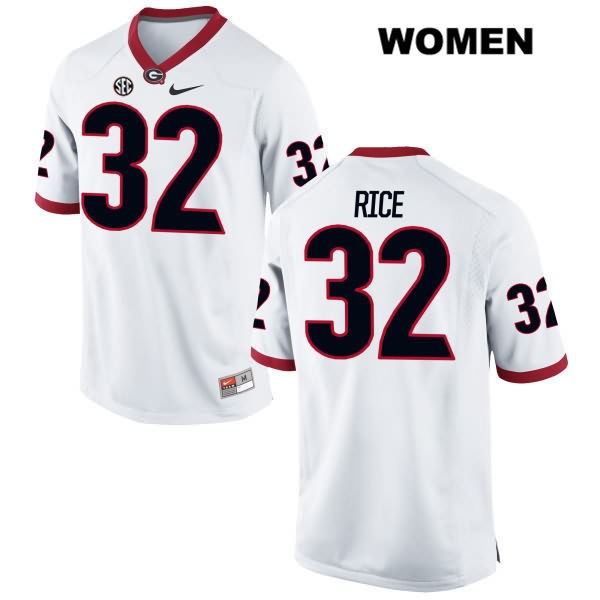Georgia Bulldogs Women's Monty Rice #32 NCAA Authentic White Nike Stitched College Football Jersey TWF2856VI